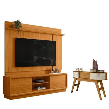 Imagem de Estante Home Theater Siena Sem Pés Cinamomo Com Aparador Estoril Cinamomo Off White - M...