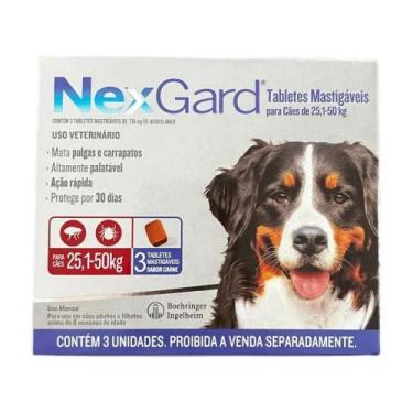 Imagem de Anti Pulgas Cães Nexgard 136mg 25,1 a 50kg com 3 Tabletes