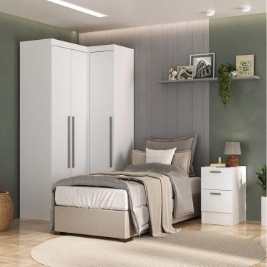 Imagem de Quarto Completo 3 Portas 4 Gavetas 3 Peças Viena Espresso Móveis Branco