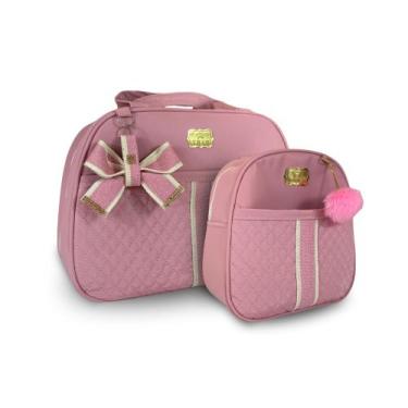 Imagem de Kit Bolsa Maternidade 2 Peças Grande Impermeável + Mochila + Trocador 