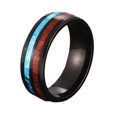 Imagem de Anel Minimalista Preto Prateado Em Aço Inoxidável Para Homens E Mulher