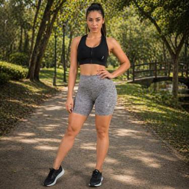 Imagem de Bermuda Fitness Meia Coxa Cós Alto Feminina Academia - P - Viva Fitnes