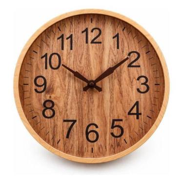 Imagem de Relógio De Parede 30cm Decorativo Madeira Redondo Sala - - Duarte Shop