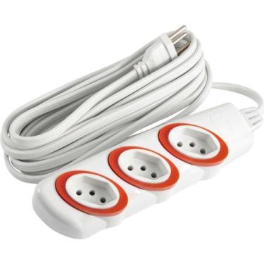 Imagem de Extensão Elétrica com 5 Metros, Cabo PL 3 x 0,75 Mm², 2p+t Gelo, Model