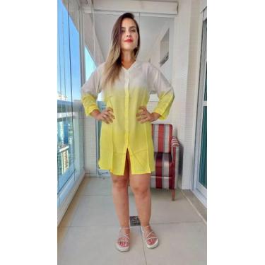Imagem de Vestido Chemise Camisão c/ Cordão de Ajuste Indiano Manga Longa - Cod.
