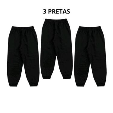 Imagem de Kit 3 Calças Moletom Peluciado Algodão Infantil Juvenil Inverno 4 ao 1