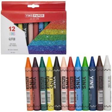 Imagem de Giz De Cera Com Glitter Caixa Com 12 Cores Yins Paper YP7445
