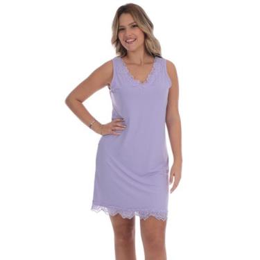 Imagem de Camisola Feminina Regata Liganete Renda Victory, M, Lilás