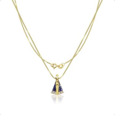 Imagem de Cordão Feminino Ouro 18k + 1 Pingente N.s Aparecida 45cm - S. Demór Jo