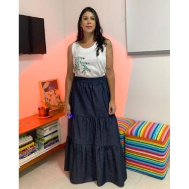 Imagem de Saia Longa Jeans Três Marias - Manu., Azul denin, M