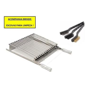 Imagem de Grelha Churrasco Parrilla Argentina 50x40cm Inox Al + Brinde Escovas p