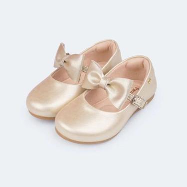 Imagem de Sapato Infantil Pampili Angel com Laço Removível -, Dourado, 34