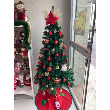 Imagem de Árvore Natal decorada 1,80m - bolas, boneco pano, tapete e pisca - Mag