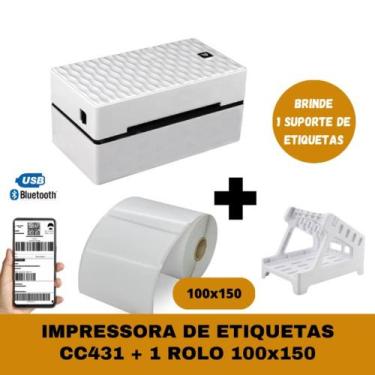 Imagem de Impressora De Etiqueta Térmica Bluetooth Usb+ 1 Rolo 100x150 - TITANNE