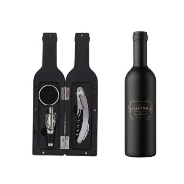 Imagem de Kit Para Vinho 3 Peças Profissional  Saca-Rolhas 3 em 1 e Dosador - lu