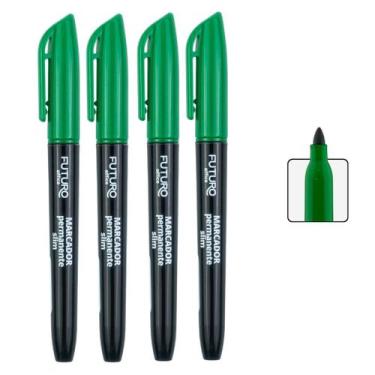 Imagem de Kit com 4 unidades Caneta Permanente Marcadora Slim Ponta Fina Para Or