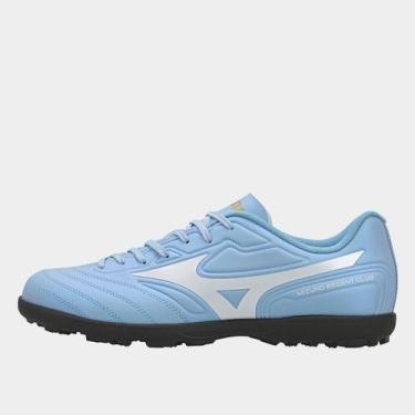 Imagem de Chuteira Society Mizuno Regent Club Masculina, Azul, Branco, 43