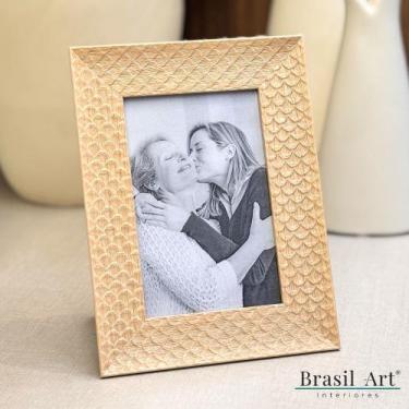 Imagem de Porta Retrato Decorativo Escama Bege 10x15cm - brasil art