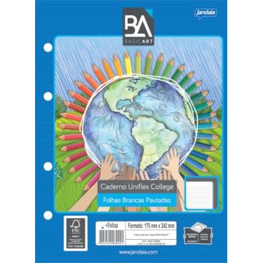 Imagem de Refil para Caderno Argolado/Fichário College 80 folhas Pautadas Brancas Basic Art - Jandaia