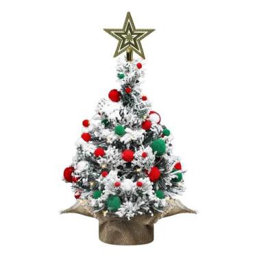 Imagem de Árvore De Natal Felpuda Para Mesa 40cm Com Luzes E Estrela - Genérica