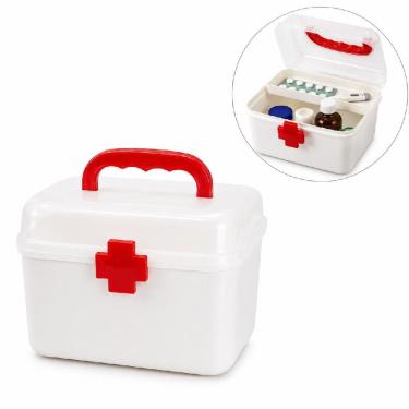 Imagem de Maleta para Primeiros Socorros Pequena Organizadora em Polipropileno com Gaveta Removível para Remédios e Medicamentos