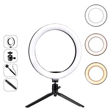 Imagem de Ring Light Com Tripé Dimmer 6 Polegadas 480 Led Usb Mesa Iluminador Ring Light BT Controle remoto Ajuste de brilho Baterias integradas para transmissões de rede para maquiagem facial para selfies