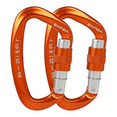 Imagem de DYNWAVE 2 Pcs Mosquetões de Escalada com Travamento, Mosquetões para Serviço com Certificação CE 25KN (5620 Lbs) para Rapel Salvamento em Balanço Arbor, laranja