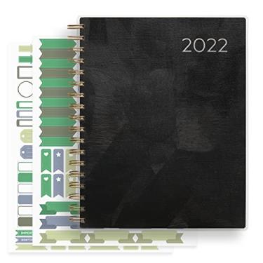 Imagem de Arteza Agenda mensal 2022, 205 páginas internas, design preto pincelada, 24 x 19 cm – planejador de 12 meses – Material de escritório para rastrear planos e permanecer produtivo