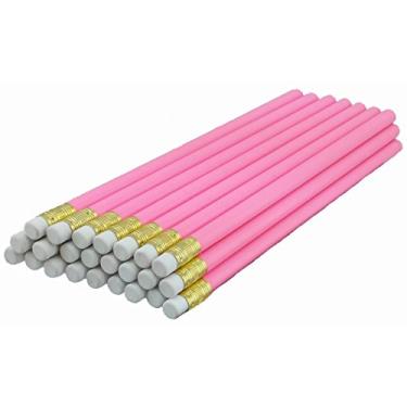 Imagem de ezpencils - Lápis de barril rosa com borracha branca - 36 peças - Borracha sem manchas - # 2 HB chumbo - Não afiado - Sem marca