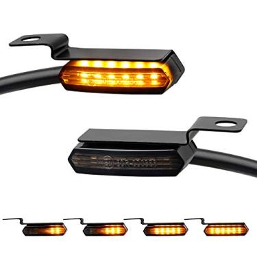Imagem de NTHREEAUTO Luzes seqüenciais de LED, pisca-pisca de freio e embreagem para guidão, mini pisca-pisca para motocicleta compatíveis com Harley Dyna Sportster 883 XL1200 Road King Softail