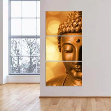 Imagem de Quadro Buda Religião Decorativo Jogo 3 Peças Sala Vertical