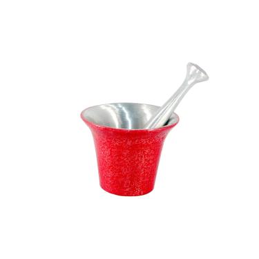 Imagem de Almofariz Alumínio Polido Craqueado Socador de Alho Médio Vermelho