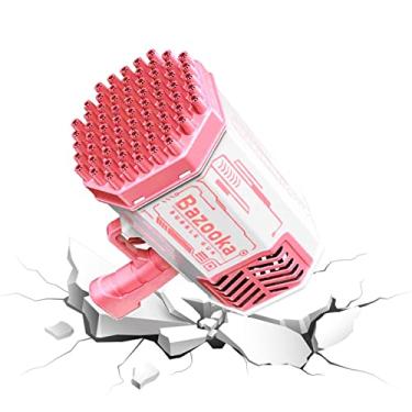 Imagem de fazer bolhas | Soprador bolhas lança foguete 69 furos | Soprador bolhas vento forte recarregável com luz colorida para crianças brinquedo adulto festa Littryee