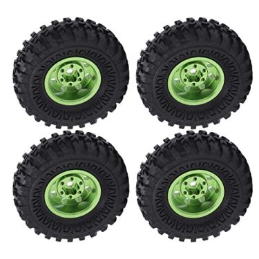 Imagem de 1/24 RC Rodas de Carro Pneus Forte Amortecimento 8 Furos 55mm RC Pneus de Borracha Resistência ao Desgaste com Acoplador de Latão para Axial SCX24 AXI90081 Verde