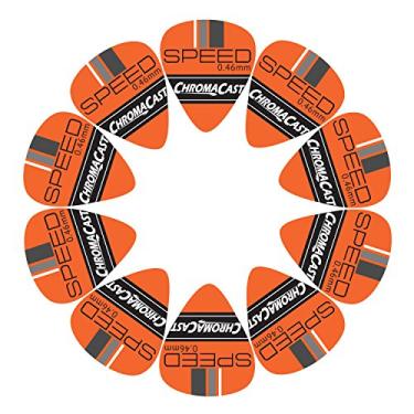Imagem de ChromaCast Palhetas de guitarra de celuloide Speed Series, calibre leve (0,46 mm), laranja, pacote com 10 (CC-CP-SPEED-L-O-10)
