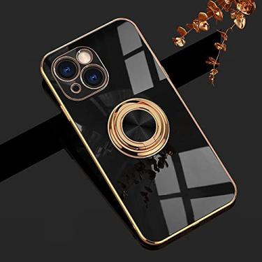 Imagem de Compatível com para iphone 13 pro max case com suporte de anel proteção borda tpu capa protetora para iphone 12 11 mini 8 7 plus, preto, para iphone 12 mini