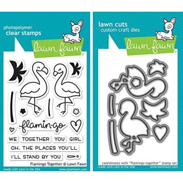 Imagem de Lawn Fawn Conjunto de carimbos e matrizes Flamingo Together - Pacote de dois itens