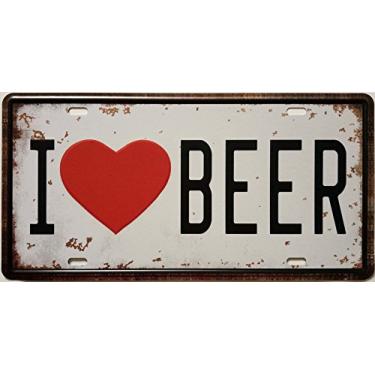 Imagem de ERLOOD Drink Good Beer with Good Friends Metal Retro Vintage Tin Sign Bar Decoração de Parede Poster 30,5 x 20,5 cm (LOVE BEER)