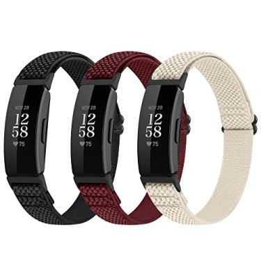 Imagem de Huamanlou Pulseiras esportivas de nylon elásticas ajustáveis compatíveis com Fitbit Inspire 3/Inspire 2/Inspire/Inspire HR/Ace 2/Ace 3, pulseiras de substituição de alças elásticas de laço macio para