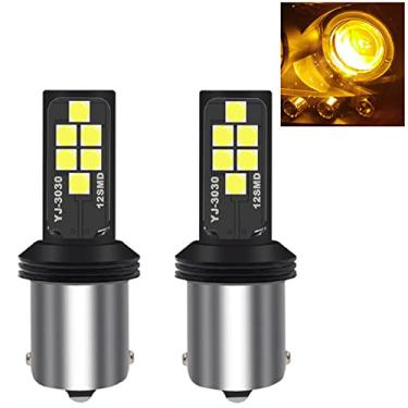 Imagem de SOCAL-LED 1156 BA15s Lâmpada de pisca LED amarelo avançada 3030 SMD brilhante colorida DRL lâmpada de freio lanterna traseira de estacionamento, pacote de 2