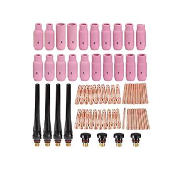 Imagem de Qiang Han Kit de acessórios de consumo de tocha TIG 68 peças para tocha de solda TIG PTA DB SR WP 17 18 tampa traseira/corpo da pinça/bocal de alumínio