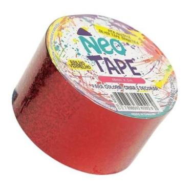 Imagem de Fita Adesiva Silver Tape Colorida Vermelho Brilho 4,8X5cm - Neo Tape