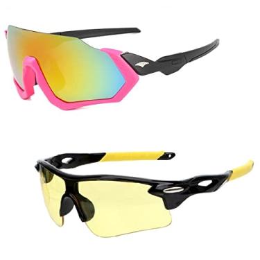 Imagem de Kit 2 Óculos de Sol Esportivo Ciclismo + Lente Visão Noturna