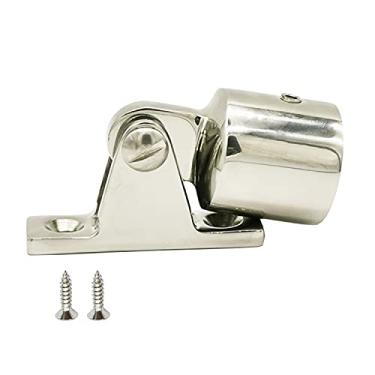 Imagem de Tampa deslizante de tubo de extremidade de olho superior Bimini de 2,54 cm + dobradiça de convés de barco ferragens marítimas de aço inoxidável 316 com parafusos de 25 mm