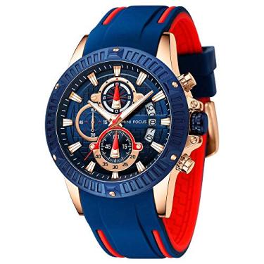 Imagem de Relógio masculino MINI FOCUS cronógrafo impermeável esportivo analógico de quartzo relógios pulseira de silicone azul relógio de pulso fashion para homens 0244