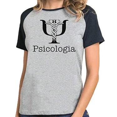 Imagem de Camisa feminina psicologia camiseta faculdade universidade Cor:Preto com Branco;Tamanho:P