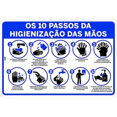 Imagem de Placa de Sinalização Higiene os 10 Passos da Higienização das Mãos