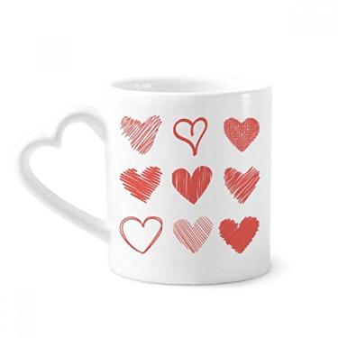 Imagem de Caneca de desenho de linhas de corações do dia dos namorados caneca de café cerâmica copo de coração de vidro