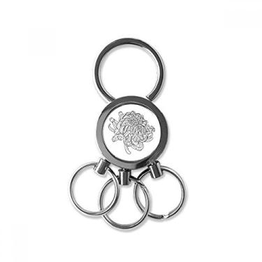 Imagem de Chaveiro de metal de aço inoxidável com contorno de crisântemo flor chaveiro de carro clipe para presente, Multicor