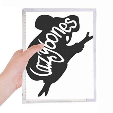 Imagem de Caderno com contorno de animal preguiça preto natural, folha solta, recarregável, diário de papelaria